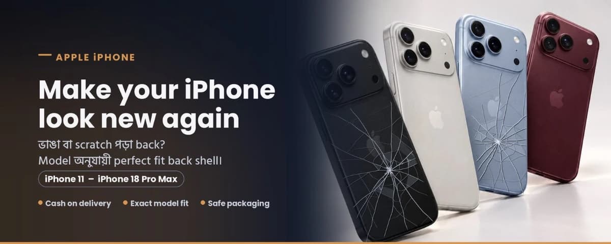 iPhone back shell for iPhone 11 to iPhone 18 Pro Max – exact fit, original-style colors.